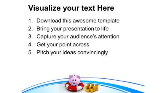Piggy Bank In Lifesaver Savings Concept PowerPoint Templates Ppt Backgrounds For Slides 0113