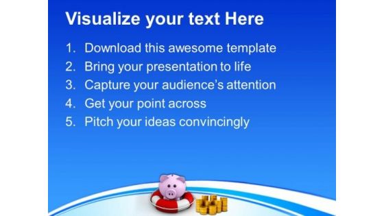Piggy Bank In Lifesaver Savings Concept PowerPoint Templates Ppt Backgrounds For Slides 0113