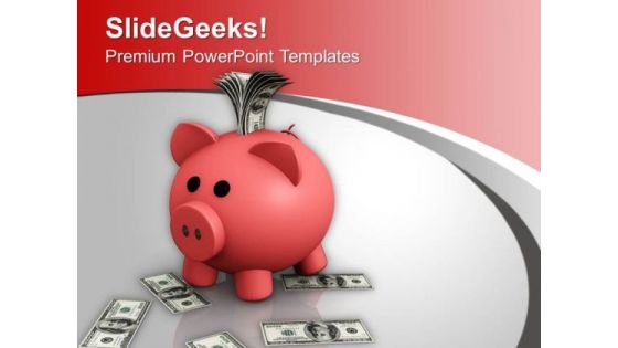 Piggy Bank With Dollar Money Future Savings PowerPoint Templates Ppt Backgrounds For Slides 0313