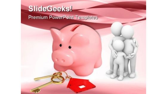 Piggy Bank With House Keys Family PowerPoint Templates And PowerPoint Backgrounds 0511
