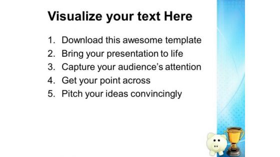 Piggy Bank With Trophy Winner Success PowerPoint Templates Ppt Backgrounds For Slides 0113