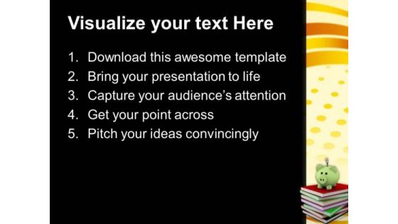 Piggy Over A Stack Of Books PowerPoint Templates Ppt Backgrounds For Slides 0113