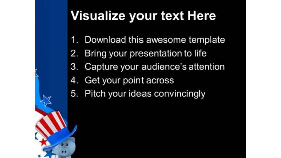 Piggy Wearing Patriotic Hat Americana PowerPoint Templates And PowerPoint Themes 1012