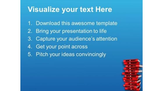 Pile Of Many Red Books PowerPoint Templates Ppt Backgrounds For Slides 0713