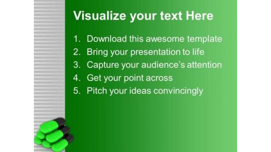 Pills Of Grey And Green Color PowerPoint Templates Ppt Backgrounds For Slides 0713