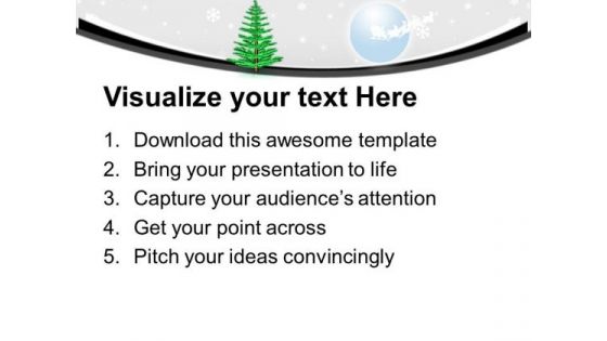 Pine Tree In Snow Winter Night PowerPoint Templates Ppt Backgrounds For Slides 0113
