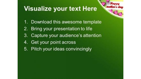 Pink Flowers With Message Happy Mothers Day PowerPoint Templates Ppt Backgrounds For Slides 0513