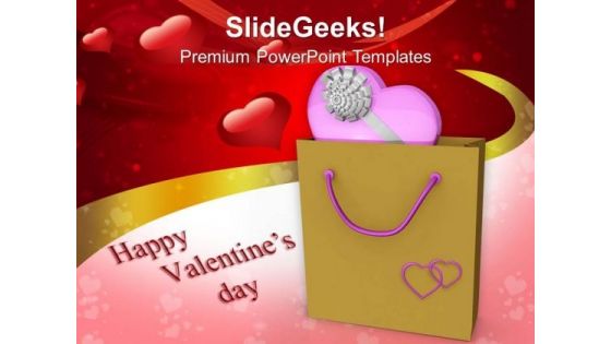 Pink Heart With Shopping Bag Valentines Day PowerPoint Templates Ppt Backgrounds For Slides 0213
