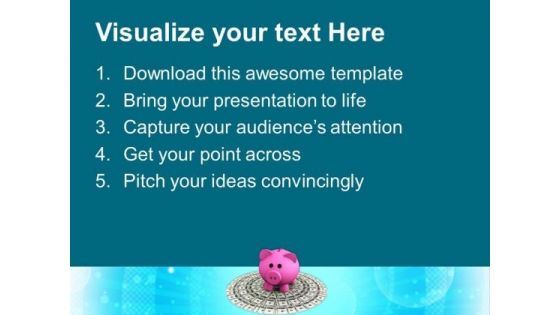 Pink Piggy Bank On Dollar Bills Finance PowerPoint Templates Ppt Backgrounds For Slides 0113