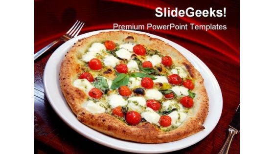 Pizza With Tomatoes And Cheese Food PowerPoint Themes And PowerPoint Slides 0311