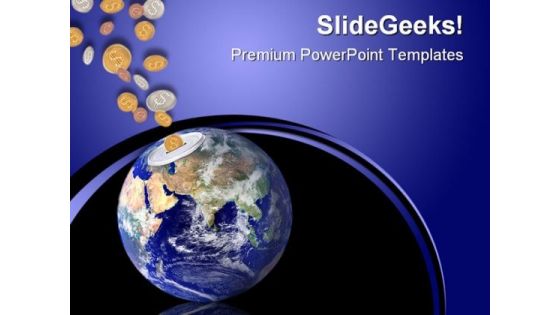 Planet Earth With Falling Coins Global PowerPoint Themes And PowerPoint Slides 0511