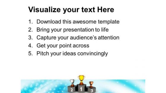 Podium With Golden Silver Trophy Reward PowerPoint Templates Ppt Backgrounds For Slides 0113