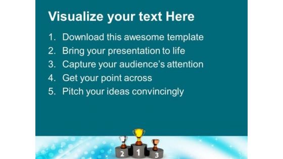 Podium With Golden Silver Trophy Reward PowerPoint Templates Ppt Backgrounds For Slides 0113