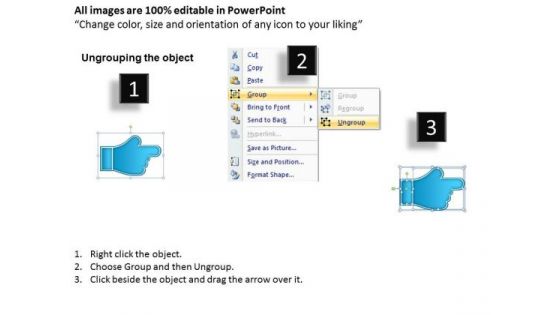 Pointing Representation 3 Steps Flowchart Tool PowerPoint Templates