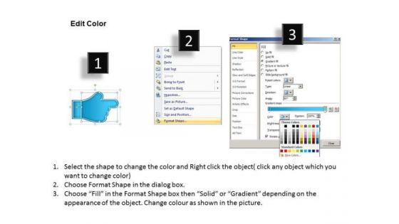 Pointing Representation 3 Steps Flowchart Tool PowerPoint Templates