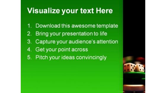 Poker Chips And Dice Game PowerPoint Backgrounds And Templates 1210