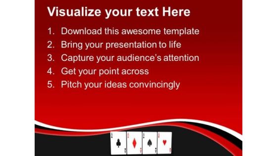 Poker Hand Of Four Aces Playing Cards PowerPoint Templates Ppt Backgrounds For Slides 0313