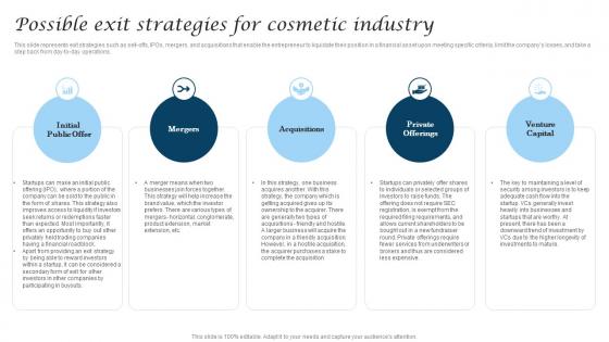 Possible Exit Strategies For Cosmetic Industry Cosmetic Industry Business Infographics Pdf