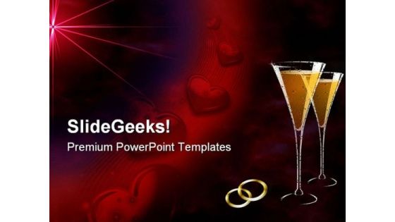 Postcard With Rings And Hearts Wedding PowerPoint Themes And PowerPoint Slides 0411