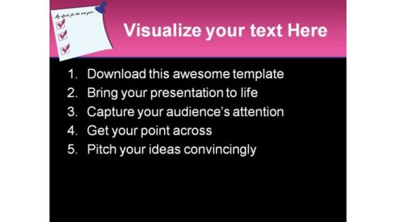 Postit With Goals Business PowerPoint Backgrounds And Templates 0111