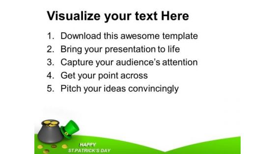 Pot Of Leprechaun Gold On Rainbow Background PowerPoint Templates Ppt Backgrounds For Slides 0213