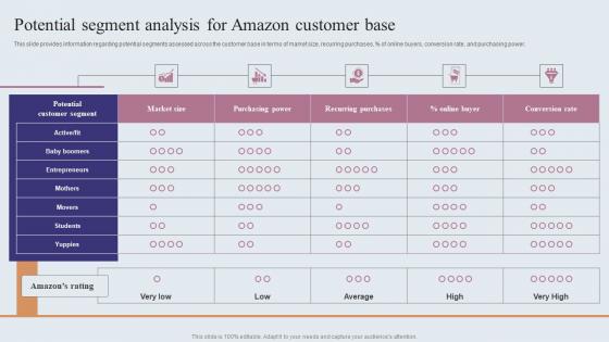 Potential Segment Analysis For Amazon Customer Base Amazons Journey For Becoming Brochure PDF