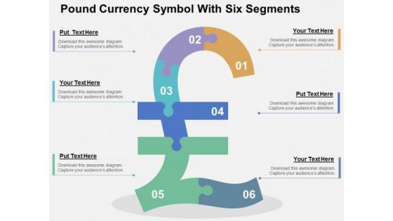 Pound Currency Symbol With Six Segments PowerPoint Template