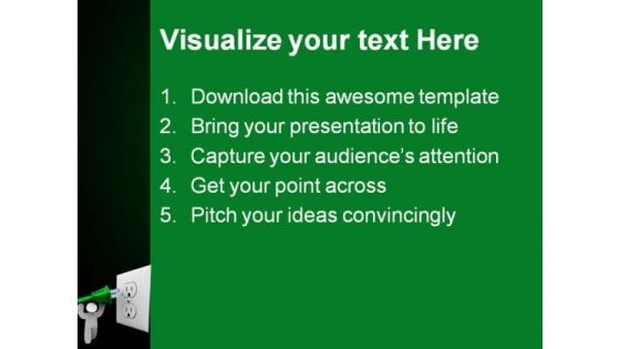 Power Plug Green Energy Metaphor PowerPoint Backgrounds And Templates 1210