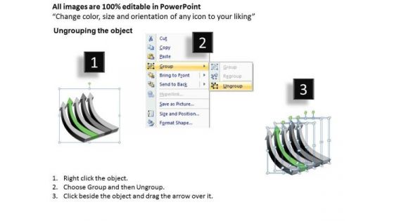 Power Point Arrow 5 Stages 3d Curved Process PowerPoint Templates