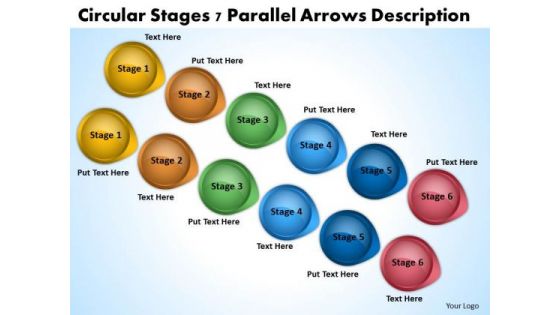 PowerPoint Arrow Shapes Circular Stages 7 Parallel Arrows Description Slides PowerPoint Arrow Shapes Circular Stages 7 Parallel Arrows Description Slides