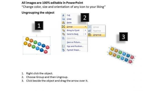PowerPoint Arrow Shapes Circular Stages 7 Parallel Arrows Description Slides