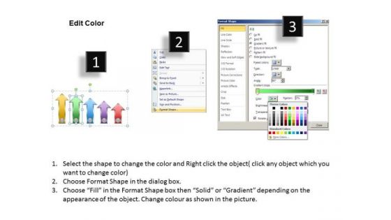 PowerPoint Arrow Shapes Colorful Parallel Process 5 Stages Slides