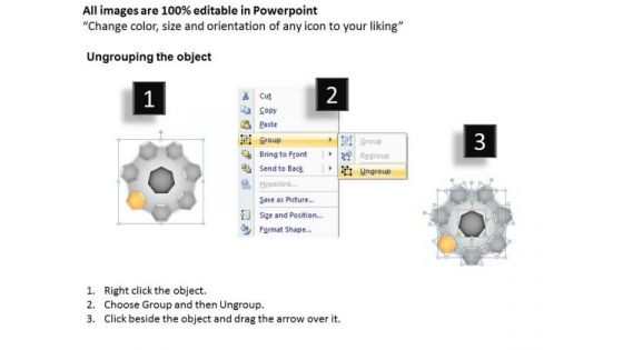 PowerPoint Backgrounds Editable Hub And Spokes Process Ppt Slides