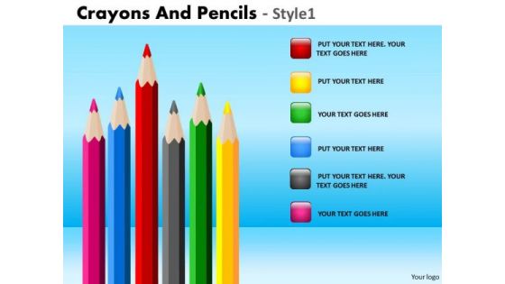 PowerPoint Backgrounds Executive Education Crayons And Pencils Ppt Slide