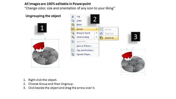 PowerPoint Backgrounds Process Jigsaw Pie Chart Ppt Design Slides
