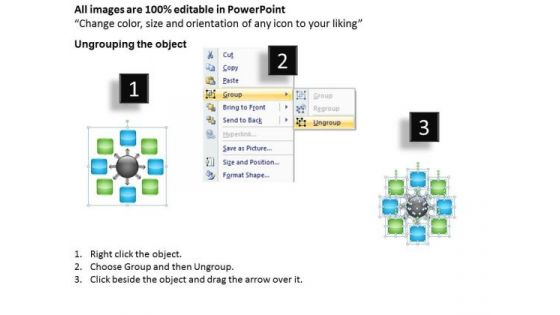 PowerPoint Business 8 Stages Hub And Spoke Layout Templates
