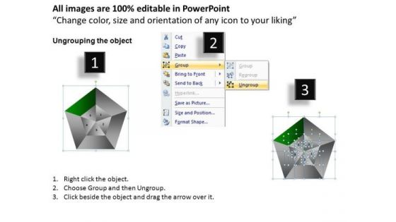 PowerPoint Design Slides Growth Pentagon Pie Chart Ppt Backgrounds