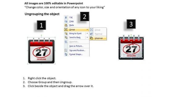 PowerPoint Design Teamwork Calendar 27 Deadline Ppt Slides