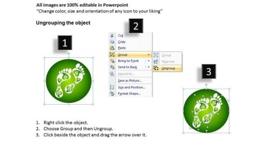 PowerPoint Environmentally Responsible Green Footprints Ppt Templates