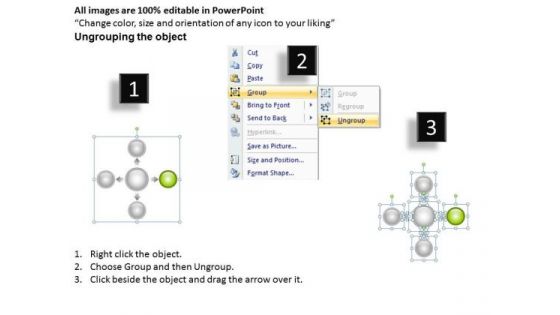 PowerPoint For Business 4 Stages Hub And Spoke Model Ppt Slides