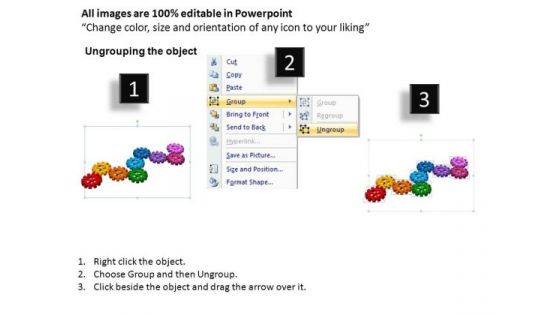PowerPoint Layout Graphic Gears Process Ppt Slides