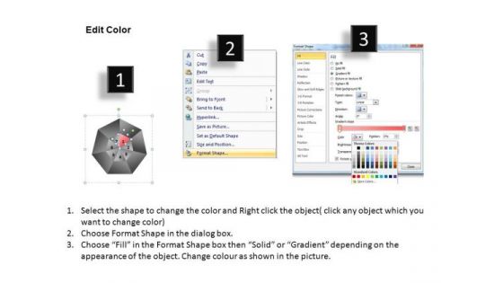 PowerPoint Layouts Strategy Hexagon Pie Chart Ppt Template
