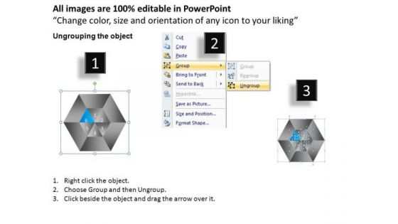 PowerPoint Presentation Designs Diagram Hexagon Pie Chart Ppt Slide