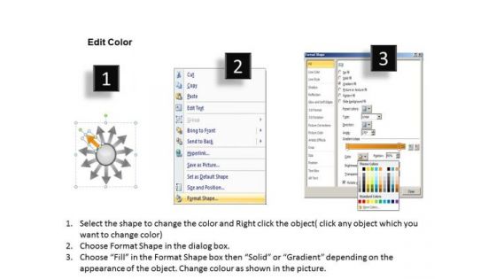 PowerPoint Presentation Diverging Processes Circular Flow Layout Chart Slides