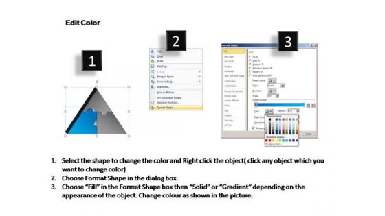 PowerPoint Process Company Triangle Puzzle Ppt Templates
