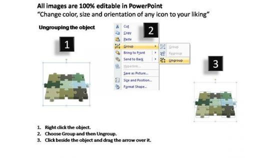 PowerPoint Process Diagram 3x3 Rectangular Jigsaw Puzzle Matrix Ppt Template