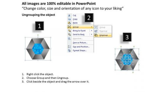 PowerPoint Process Diagram Hexagon Pie Chart Ppt Presentation Designs