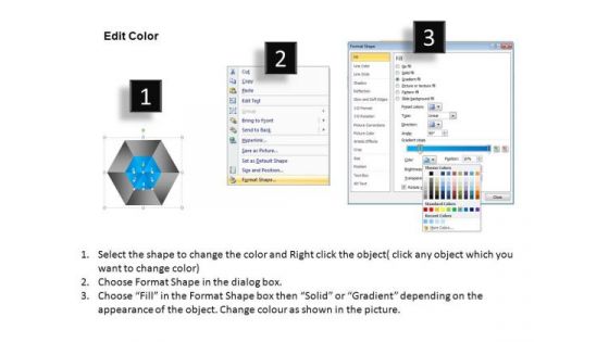 PowerPoint Process Diagram Hexagon Pie Chart Ppt Presentation Designs