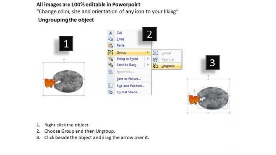 PowerPoint Process Leadership Puzzle Segment Pie Chart Ppt Theme