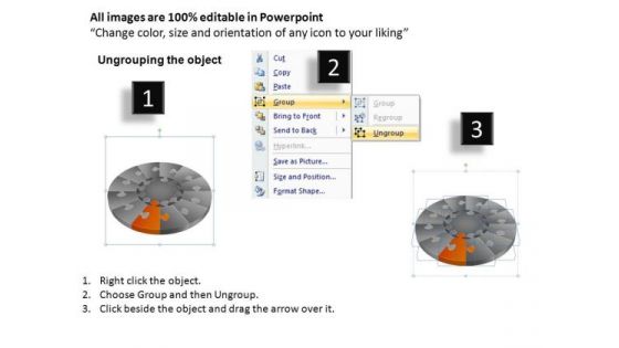 PowerPoint Process Success Pie Chart Puzzle Process Ppt Slide
